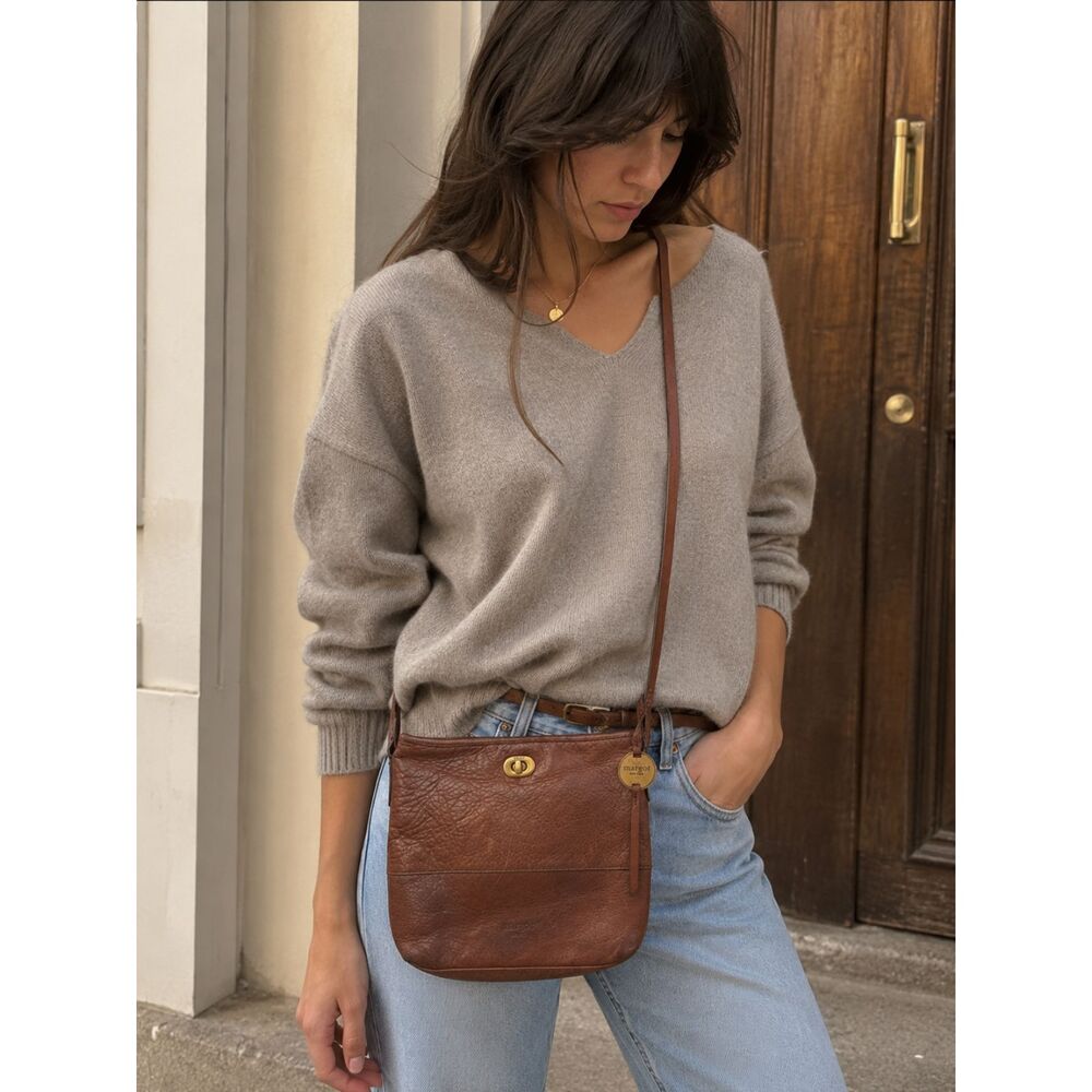 Margot New York Brown Leather Crossbody Handbag Bag   Women's Size Small